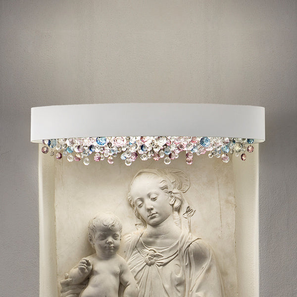 Applique murale Ola A2 OV70 en verre, blanc, 2 lumières, hauteur 20 cm
