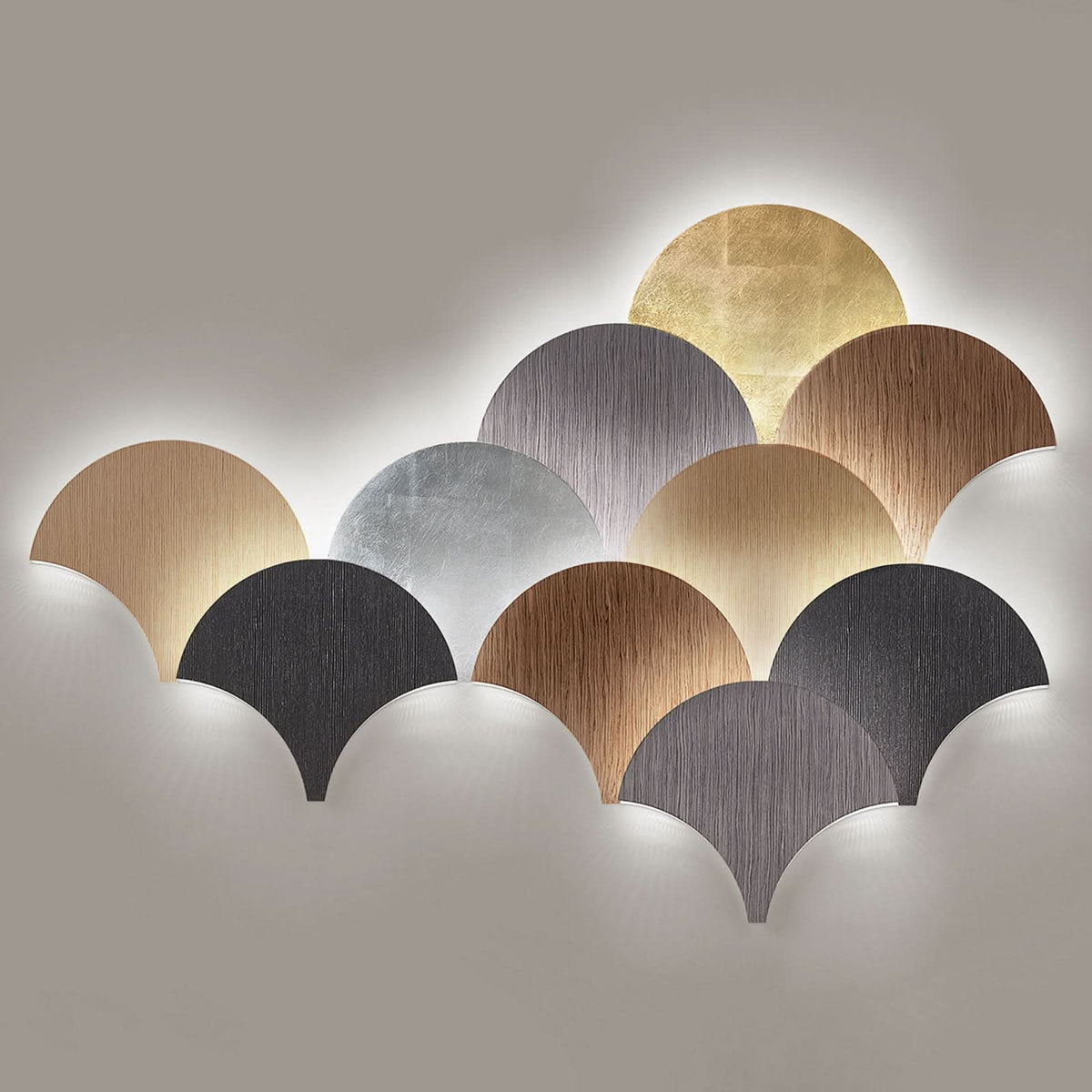 Applique murale LED Palm en métal, gris, hauteur 34 cm