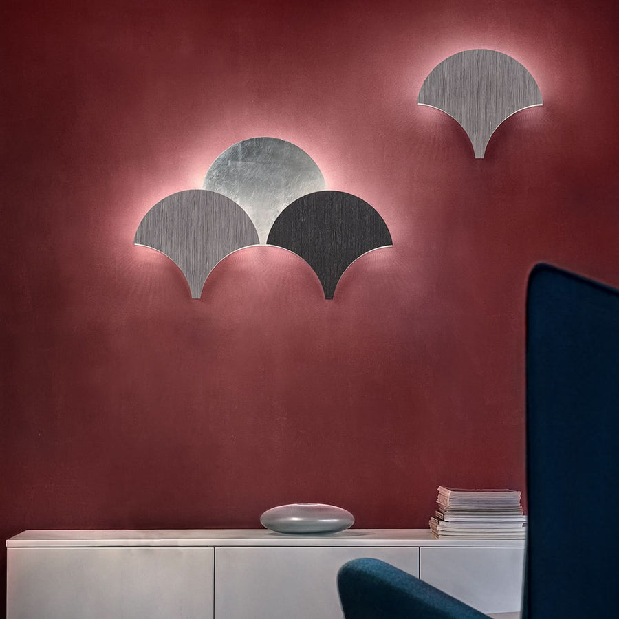 Applique murale LED Palm en métal, gris, hauteur 34 cm