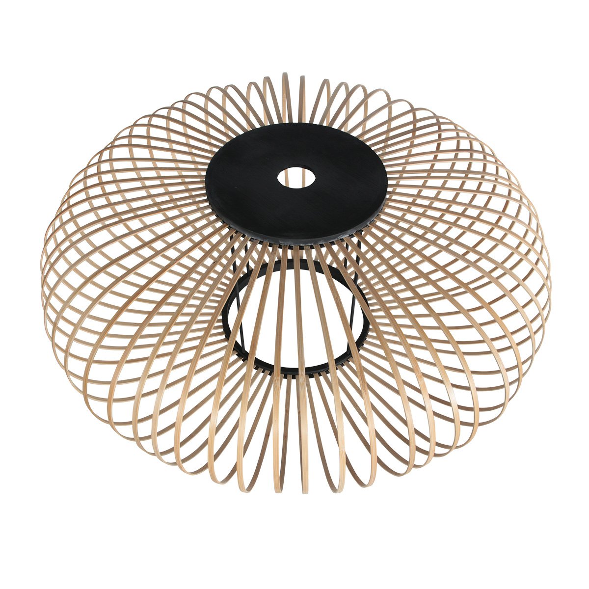 Lampadaire Solva noir, abat-jour en bambou Ø60 cm, réf. 4468ZW