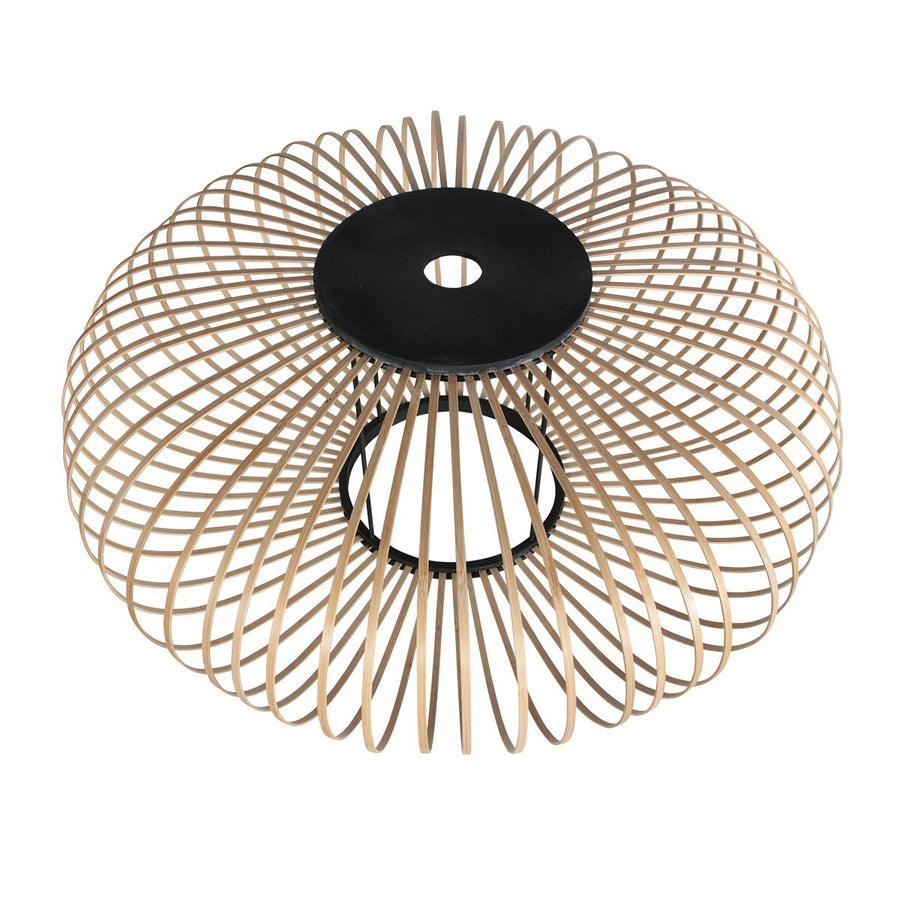 Lampadaire Solva noir, abat-jour en bambou Ø60 cm, réf. 4468ZW