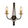 Applique murale Opera en laiton, brun foncé, 2 lumières, hauteur 38 cm