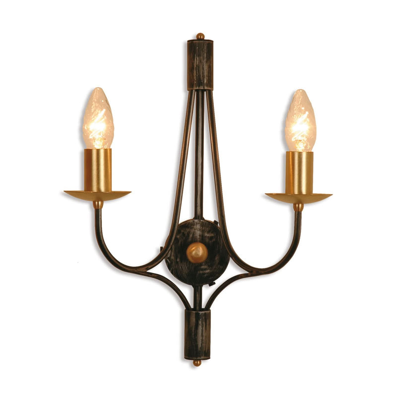 Applique murale Opera en laiton, brun foncé, 2 lumières, hauteur 38 cm