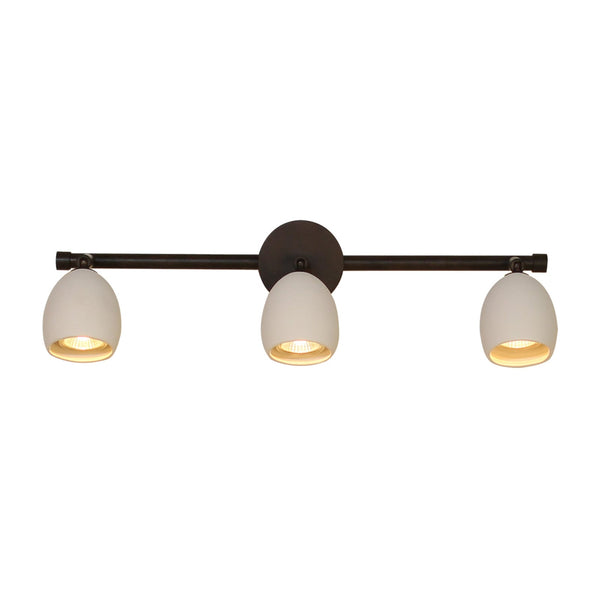 Applique murale Provence en céramique, brun foncé et blanc, 3 lumières, hauteur 17 cm