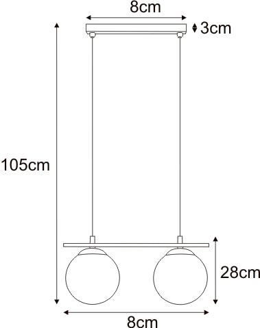 Suspension Globe 2 lumières noire, verre