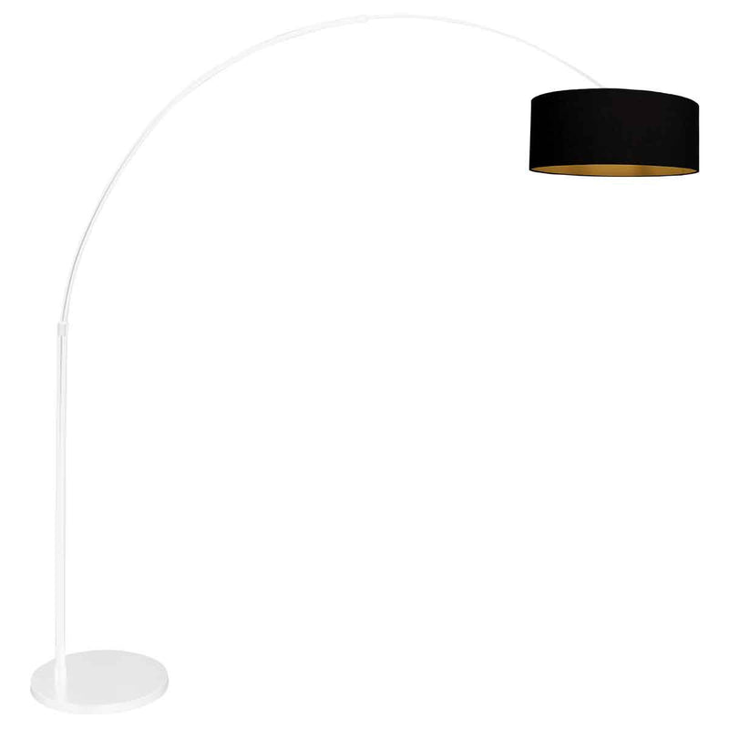 Sparkled Light 3964W white floor lamp / arc lamp with black linen shade