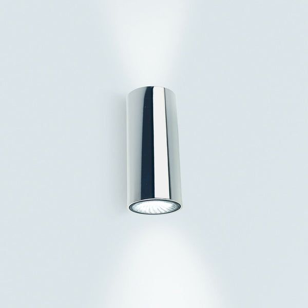Applique murale Kronn Up Down en aluminium, chromé, 2 lumières, Ø 7 cm