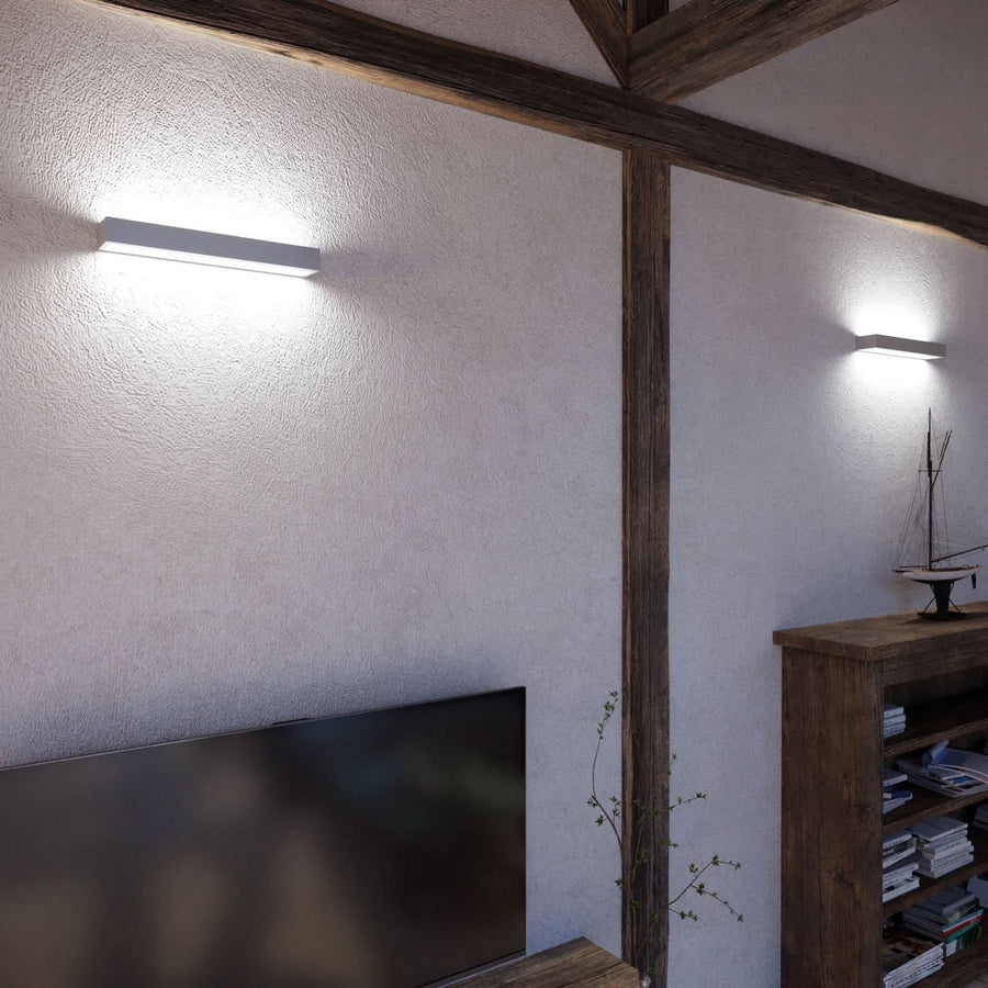 Applique murale LED Mera en acier, aluminium et blanc, hauteur 4,5 cm, 4000 K, 12,5 W