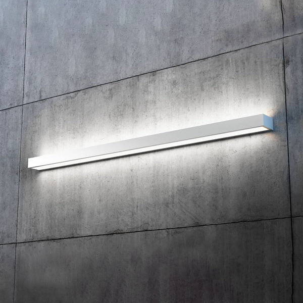 Applique murale LED Mera en acier, aluminium et blanc, hauteur 4,5 cm, 4000 K, 28 W