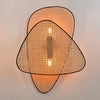 Applique murale Screen en rotin, bois et noir, 2 lumières, hauteur 77 cm