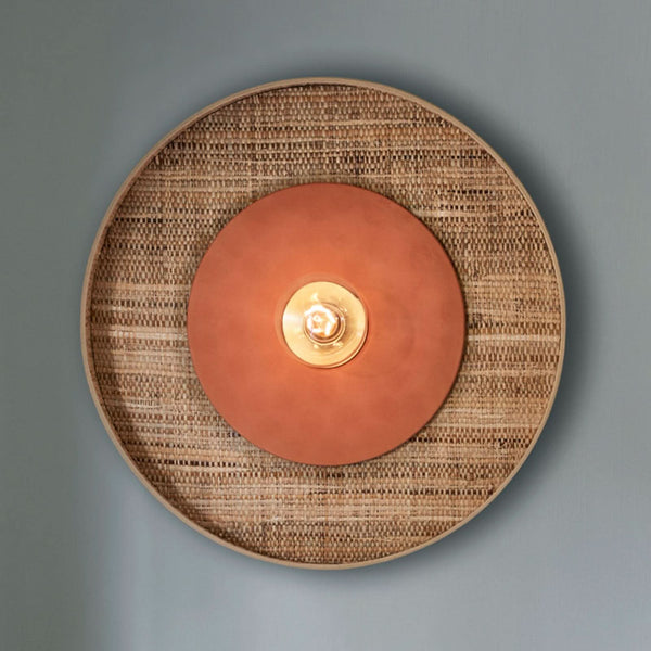 Applique murale Portinatx en céramique, terracotta et crème, Ø 50 cm