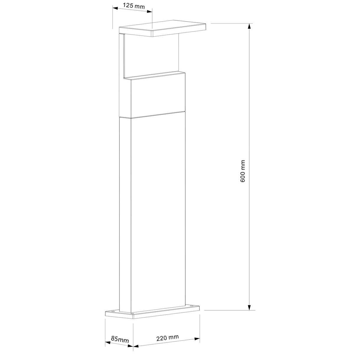 Borne extérieure LED Ruka gris foncé, IP65, H 60 cm