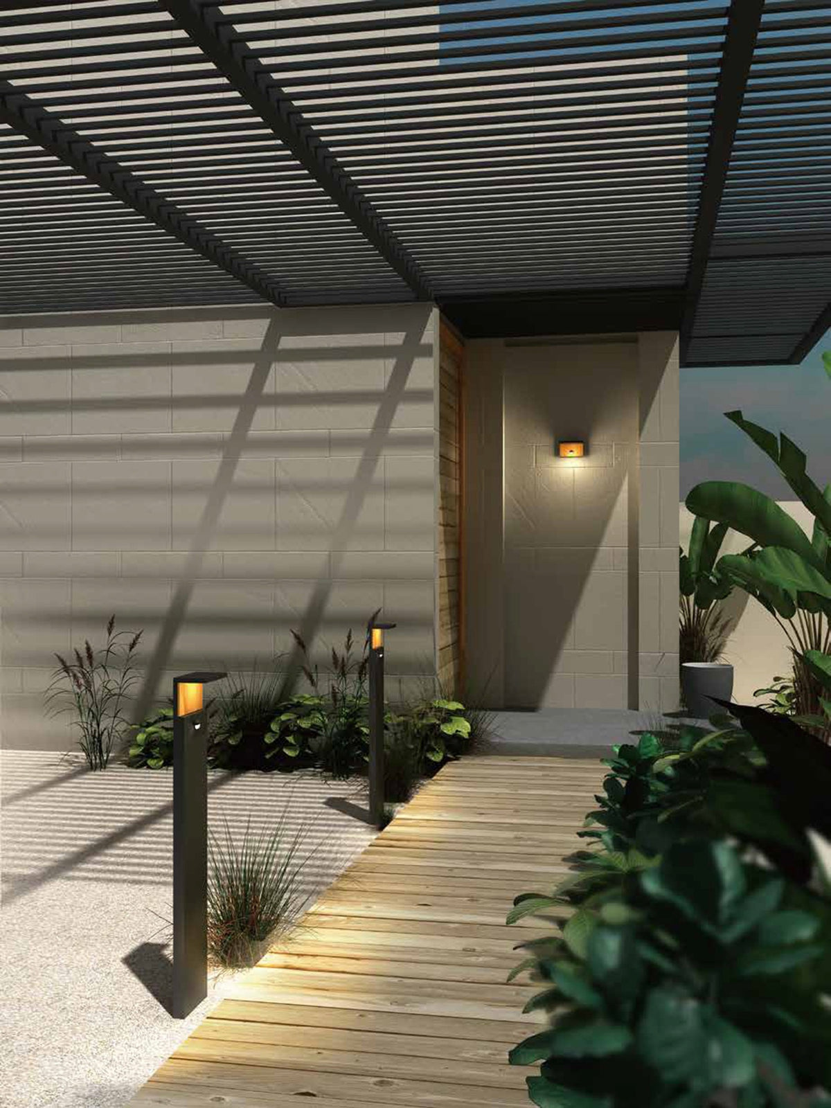 Borne extérieure LED Ruka gris foncé, IP65, H 100 cm
