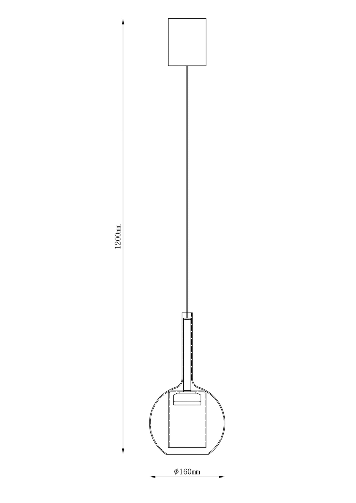Suspension Tagna noire et ambrée, verre, L 16 cm
