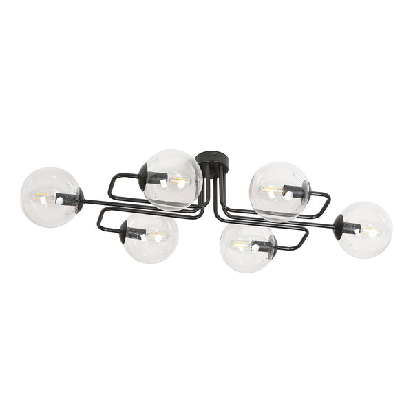 Brendi 6-light ceiling lamp black, clear glass, version A