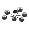 Brendi 6-light pendant lamp, black, graphite glass
