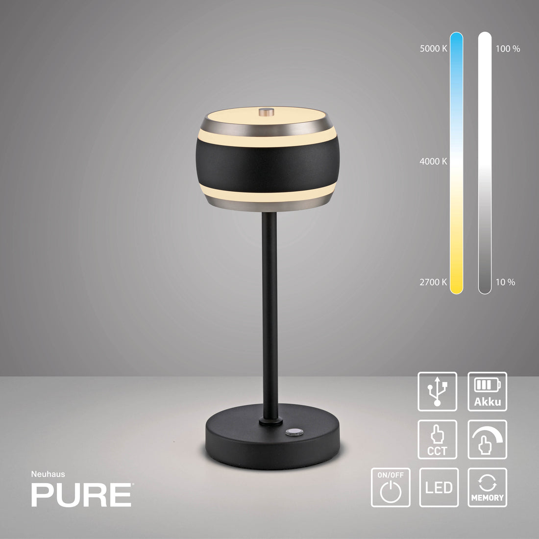 Lampe à poser Pure Falling Rings noire