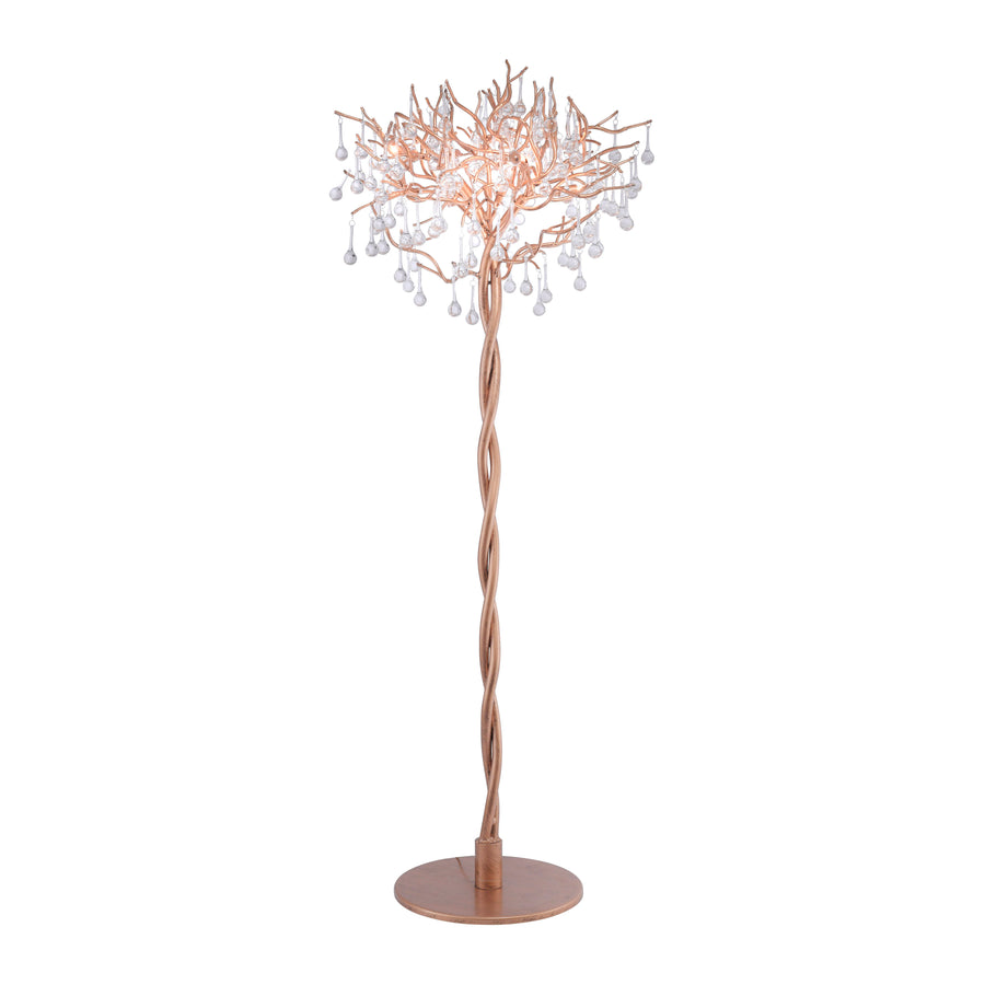 Vue de face sur fond blanc du luminaire entier avec sa base ronde