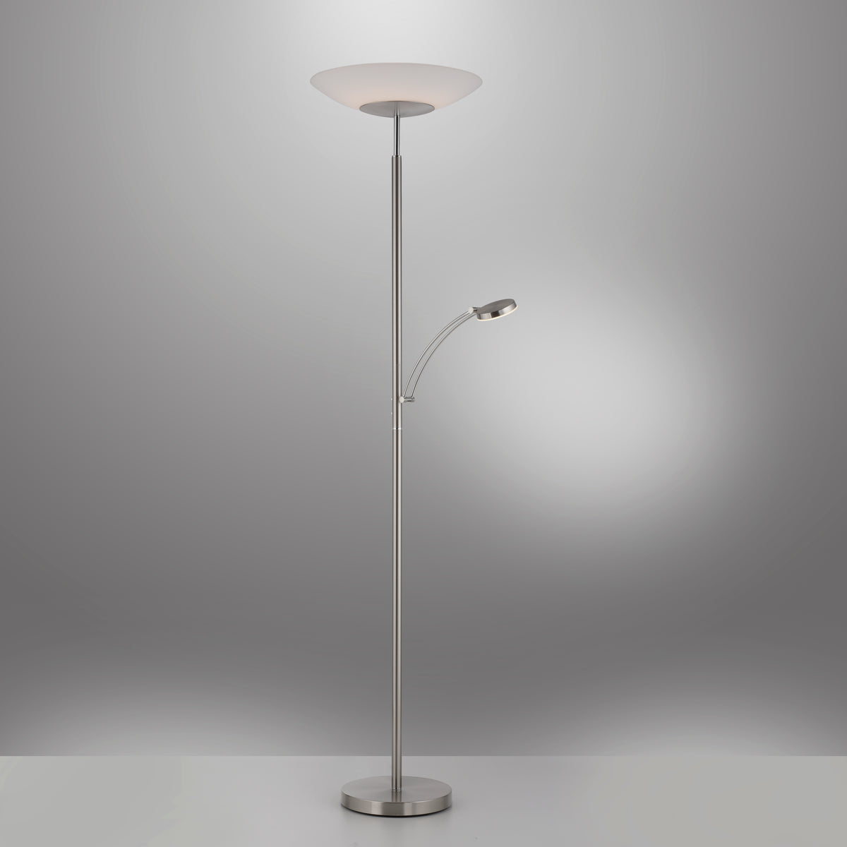 Lampadaire Alfred acier, verre