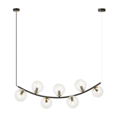 Ritz 7-light pendant, black, transparent glass