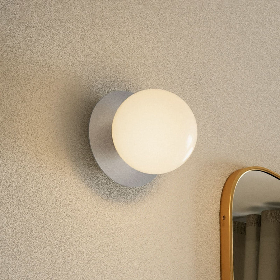 Applique murale Liila 1 IP44 en verre, argenté et blanc, Ø 14 cm, IP44