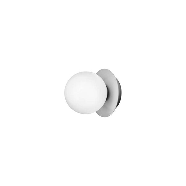 Applique murale Liila 1 IP44 en verre, argenté et blanc, Ø 14 cm, IP44