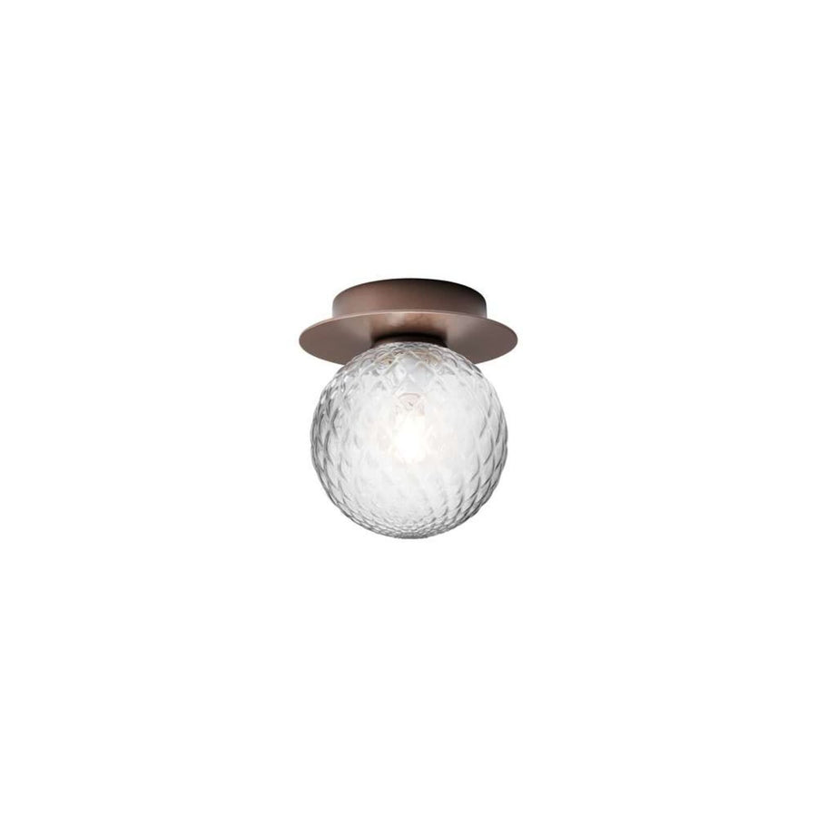 Applique murale Liila 1 en verre, bronze et transparent, Ø 14 cm, IP44