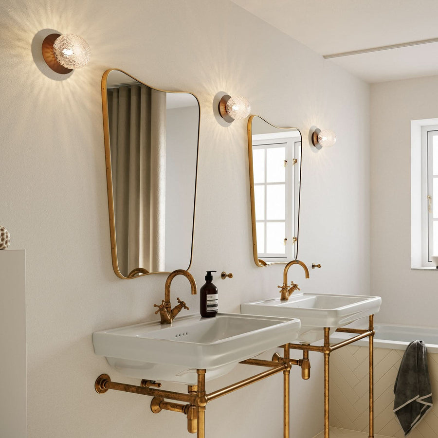 Applique murale Liila 1 en verre, bronze et transparent, Ø 14 cm, IP44