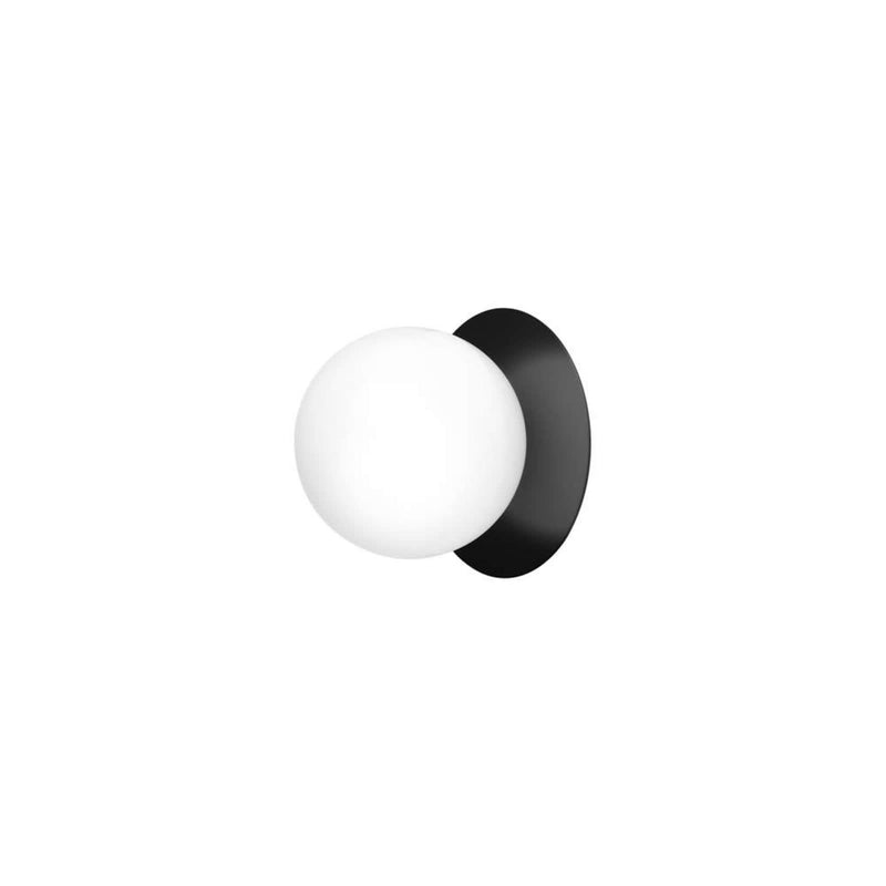 Applique murale Liila 1 Medium en verre, noir et blanc, Ø 16,5 cm, IP44