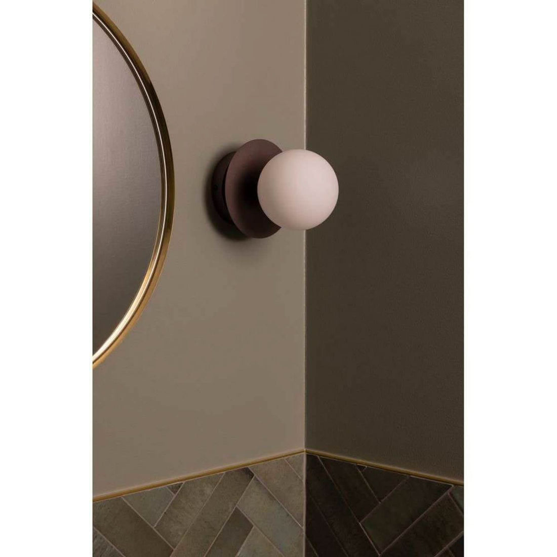 Applique murale ART Deco en verre, bronze et blanc, Ø 16 cm, IP44