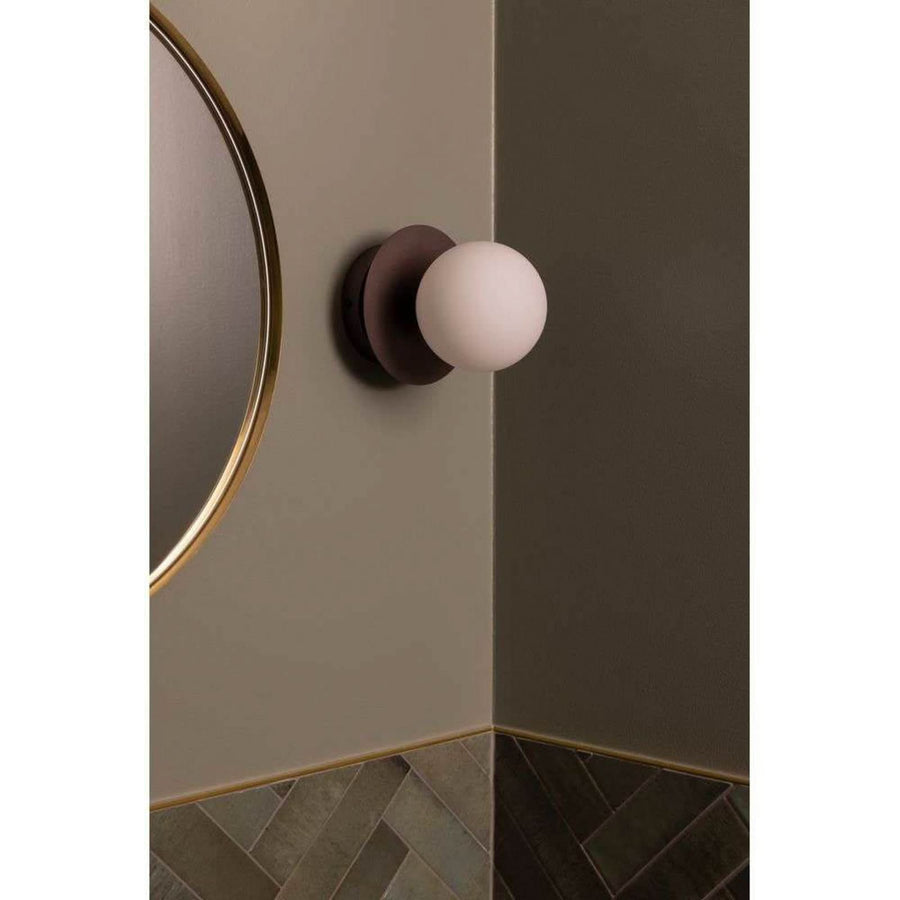 Applique murale ART Deco en verre, bronze et blanc, Ø 16 cm, IP44