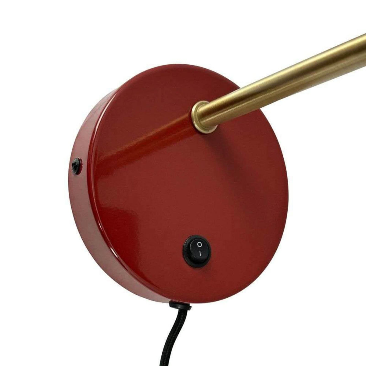 Applique murale Ocean en métal, rouge foncé et laiton, hauteur 10,5 cm
