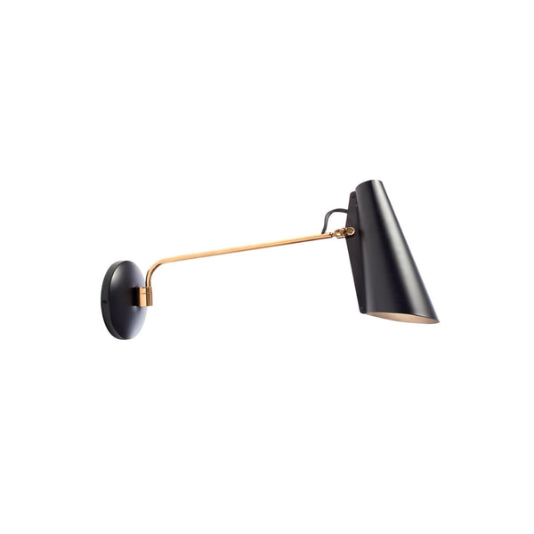 Applique murale Birdy Swing en aluminium, noir et laiton, hauteur 24 cm