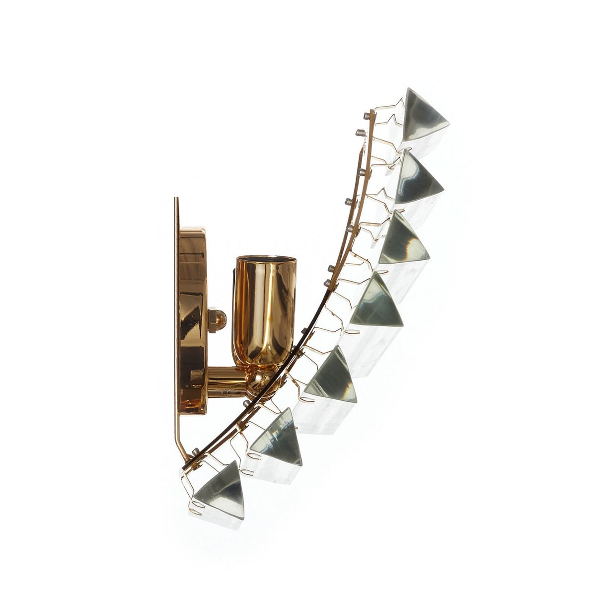 Applique murale Losanghe en cristal, transparent et doré, 2 lumières, hauteur 23 cm
