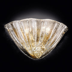 Applique murale Alba en verre, or et transparent, 2 lumières, hauteur 25 cm