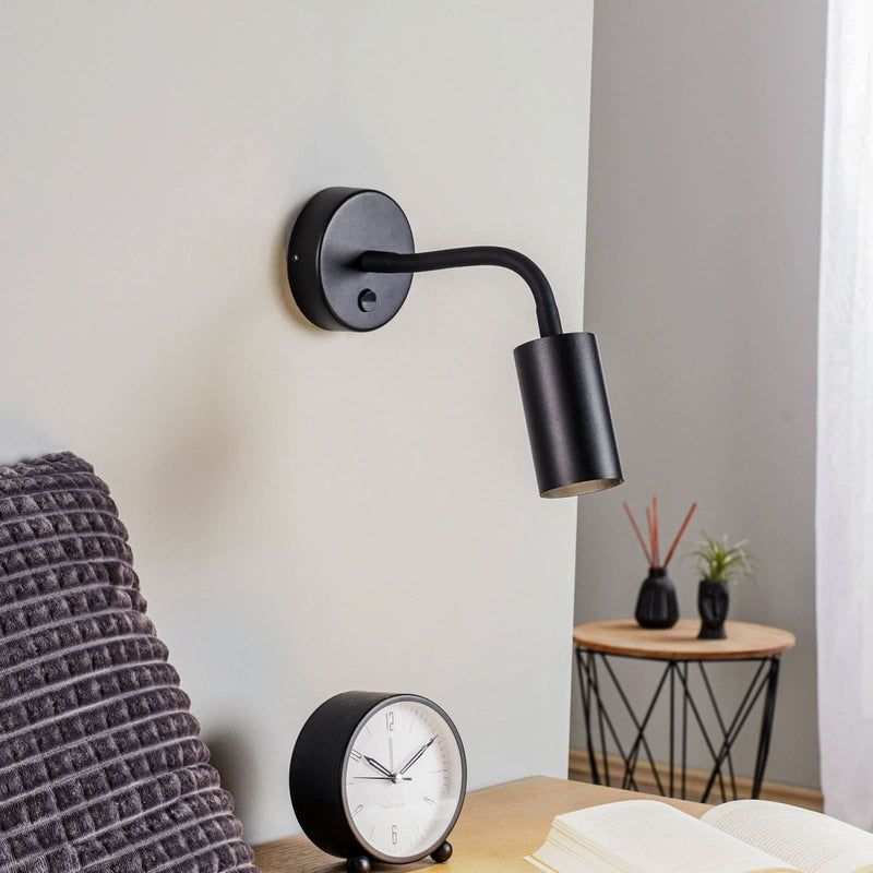 Applique murale Eye Flex S en acier, noir, Ø 5,5 cm