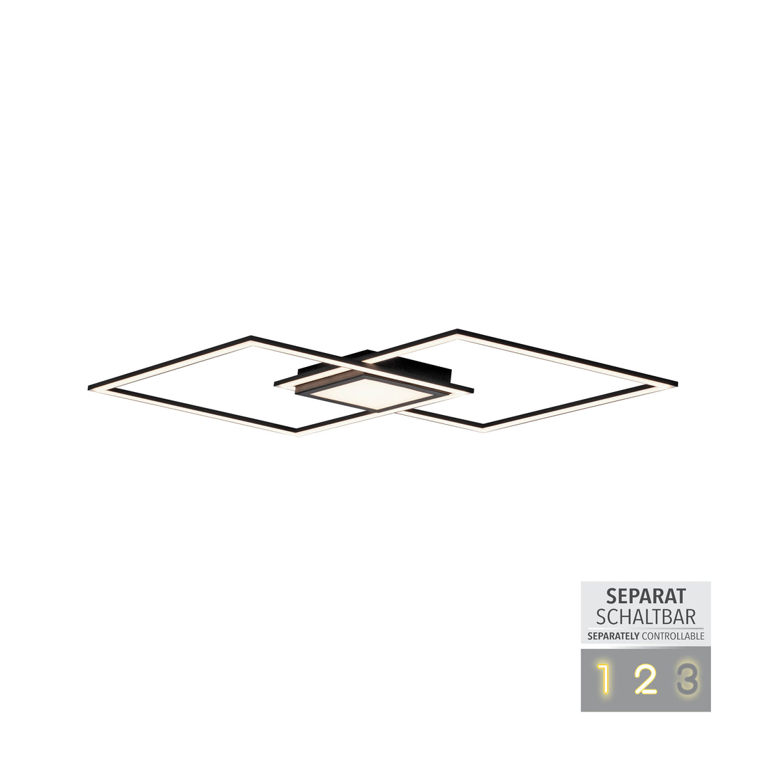 Plafonnier Asmin noir, L 106 cm