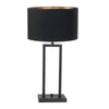 Stang 7194ZW black table lamp with rotary switch and black and gold linen shade