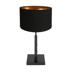 Stang 7197ZW black table lamp with rotary switch and black linen lampshade