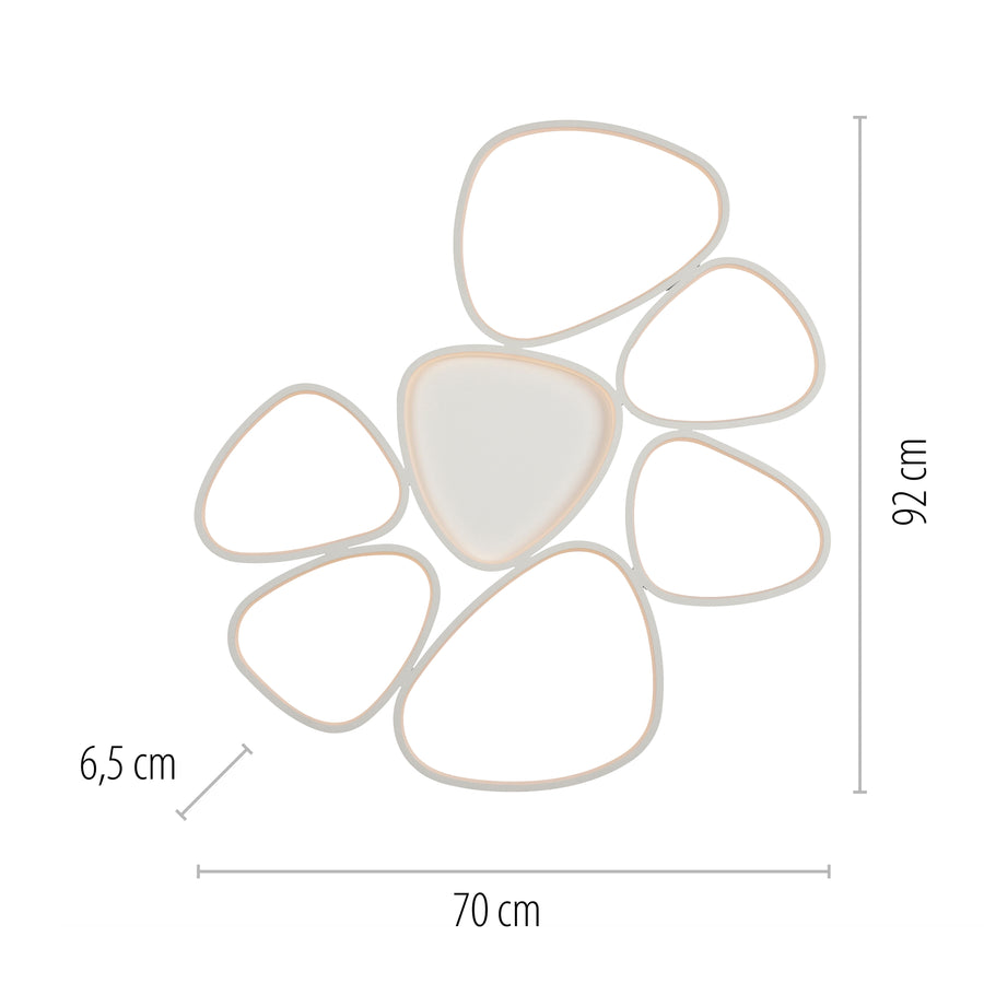 Plafonnier Pebbles blanc, L 70 cm