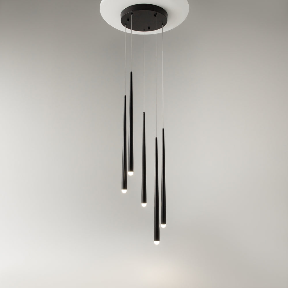 Black pendant light cascade