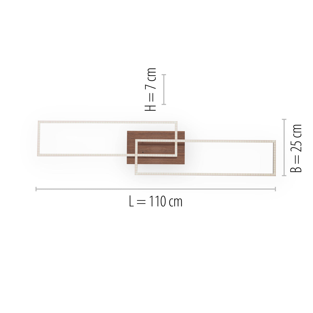 Plafonnier Iven aluminium et bois, L 25 cm