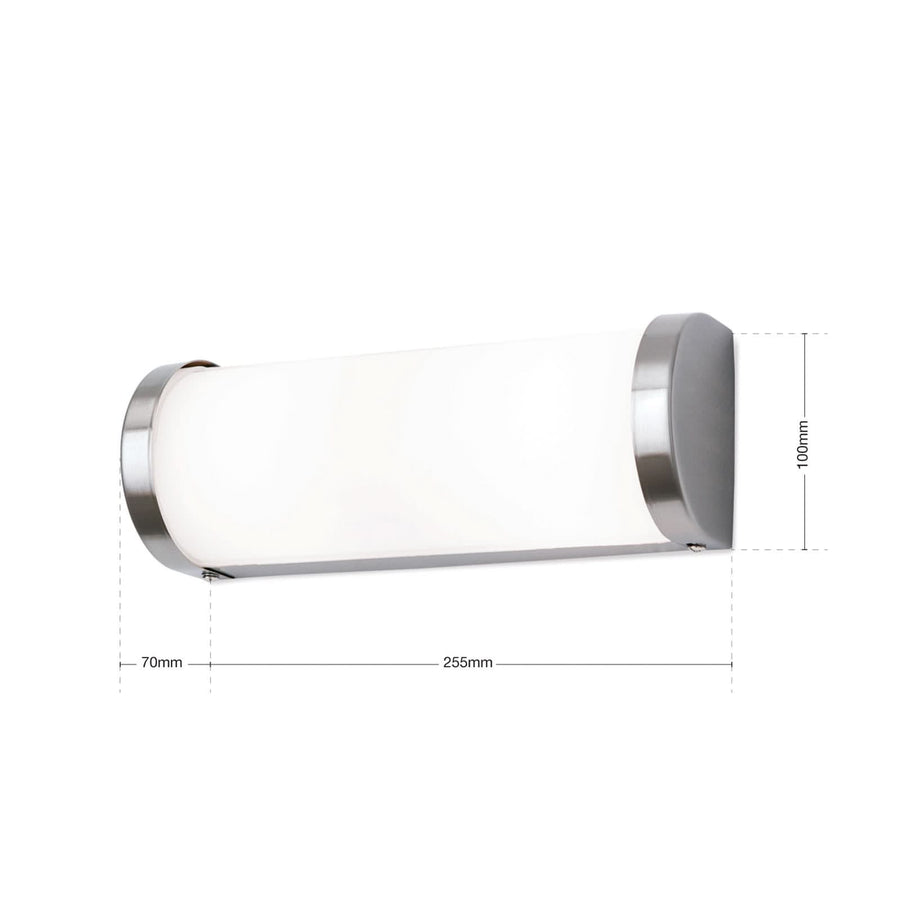 Applique murale Veti en verre, nickel mat et blanc, 2 lumières, IP44