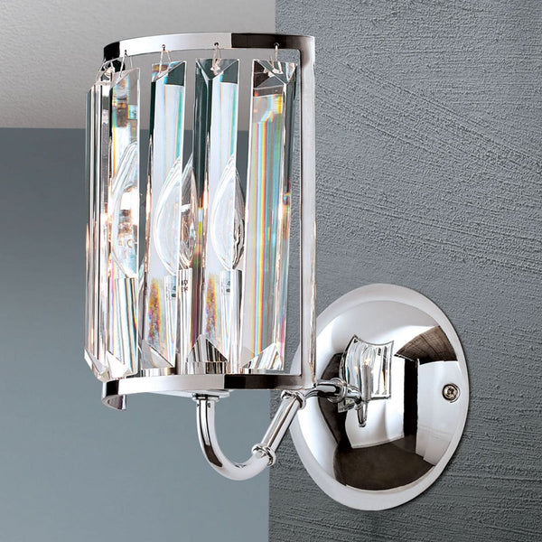 Applique murale Gstaad en cristal, chromé et transparent, hauteur 22 cm