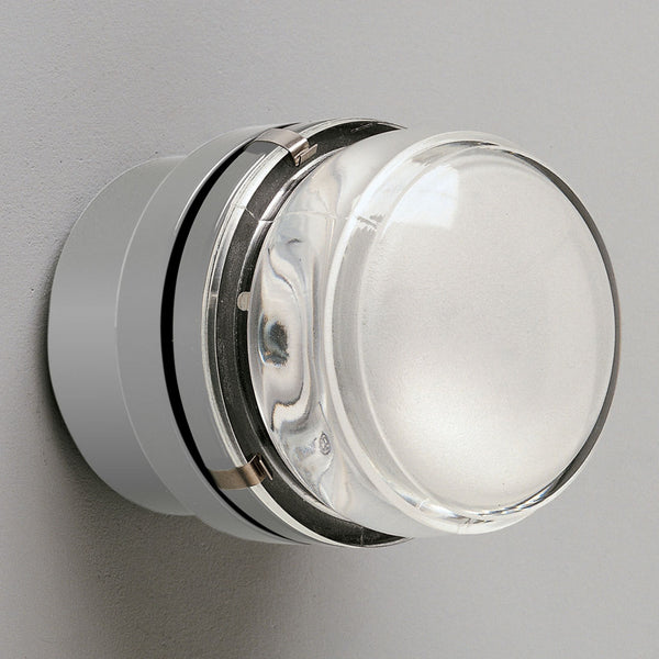 Applique murale Fresnel en verre, gris, Ø 10 cm, IP44