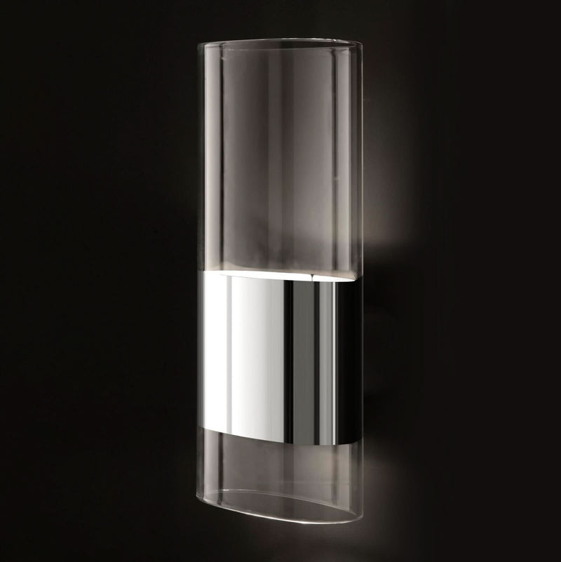 Applique murale Line en aluminium, transparent, 2 lumières, hauteur 30 cm