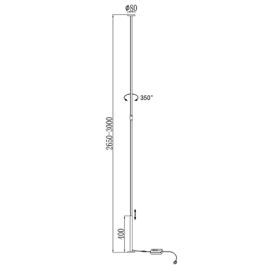 Lampadaire LED Vertical, Ø 8 cm, H 265 à 300 cm
