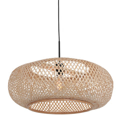 Natural bamboo pendant light, round braided lampshade Ø 60 cm, adjustable height | Maze