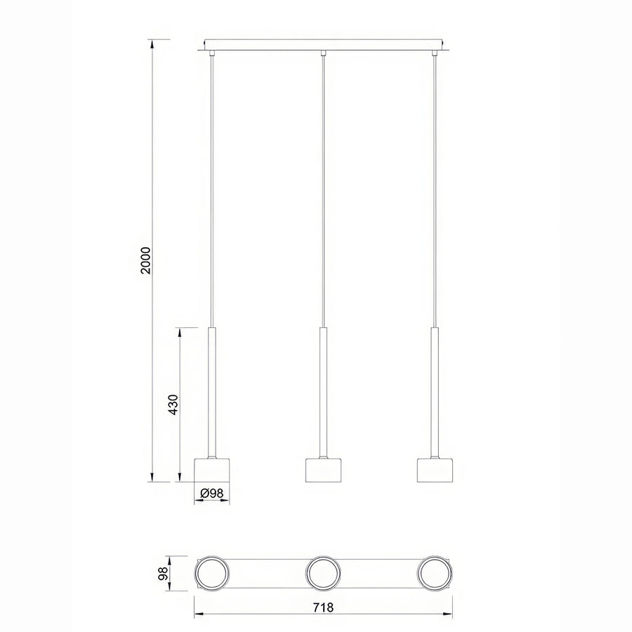 Suspension Tonic 3 lumières, verre