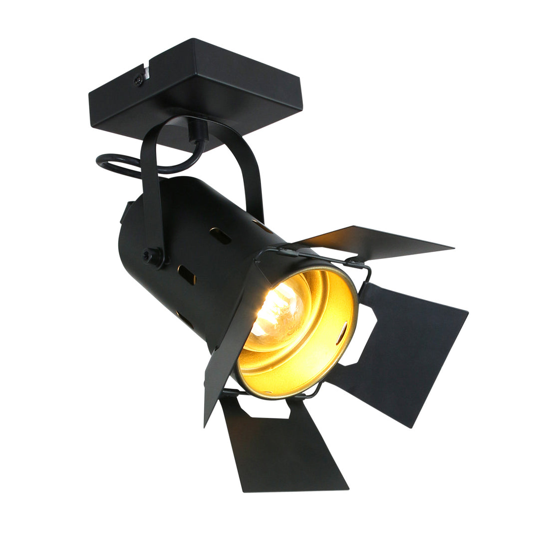 Black Metal Ceiling Light with Gold Interior